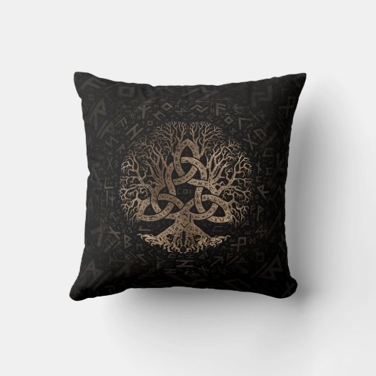Levensboom met Triquetra op het Futhark-patroon Kussen (Achterkant)