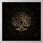 Levensboom met Triquetra op het Futhark-patroon Poster (Voorkant)