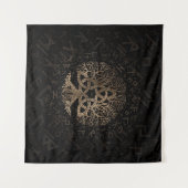 Levensboom met Triquetra op het Futhark-patroon Wandkleed (Voorkant (horizontaal))