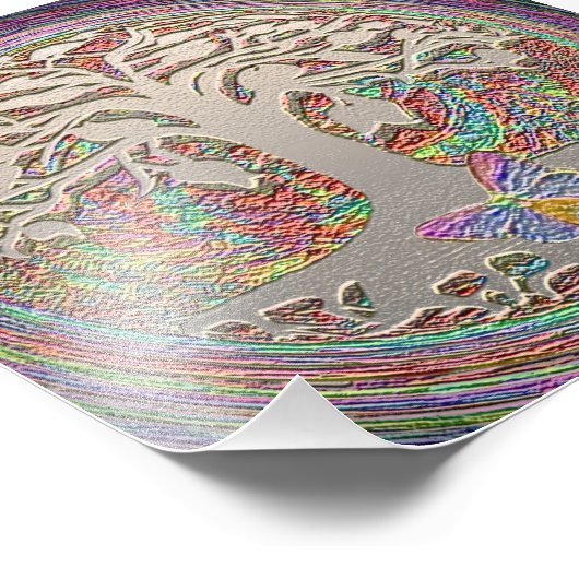 Levensboom met vlinder foto afdruk (Hoek)