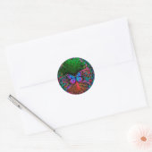 Levensboom met Vlinder Regenboog Ronde Sticker (Envelop)