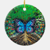 Levensboom met vlinder van Amelia Carrie Keramisch Ornament (Achterkant)