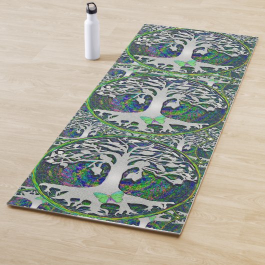 Levensboom met vlinder yogamat (In situ)