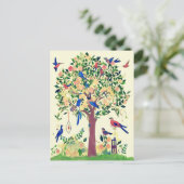 Levensboom met vogels en bloemen briefkaart (Staand voorkant)