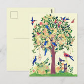 Levensboom met vogels en bloemen briefkaart (Voorkant / Achterkant)