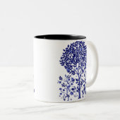 Levensboom met vogels en bloemen tweekleurige koffiemok (Voorkant rechts)