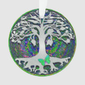 Levensboom met witte en groene kleuren ornament (voorkant)