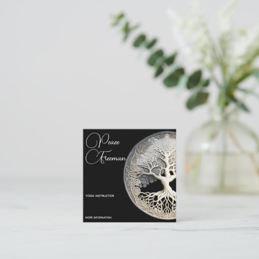 Levensboom | Modern Vierkante Visitekaartje (Staand voorkant)