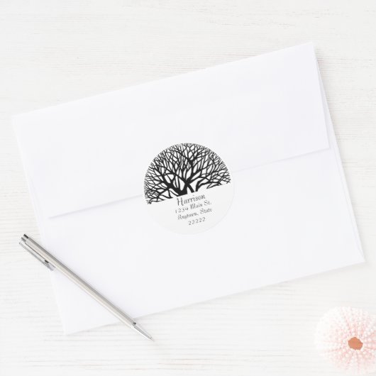 Levensboom Naam en adres Ronde Sticker (Envelop)