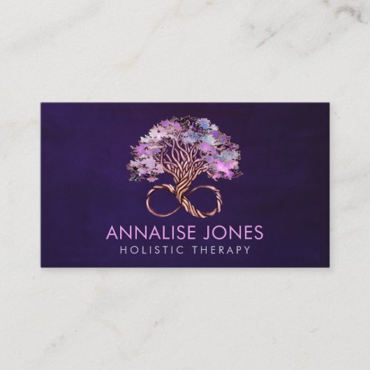 Levensboom - oneindig - Amethyst en fluoriet Visitekaartje (Voorkant)