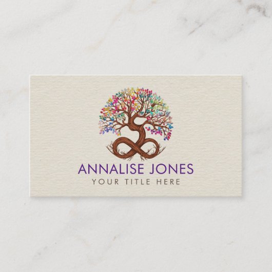 Levensboom - oneindig - kleurrijke bladeren visitekaartje (Voorkant)