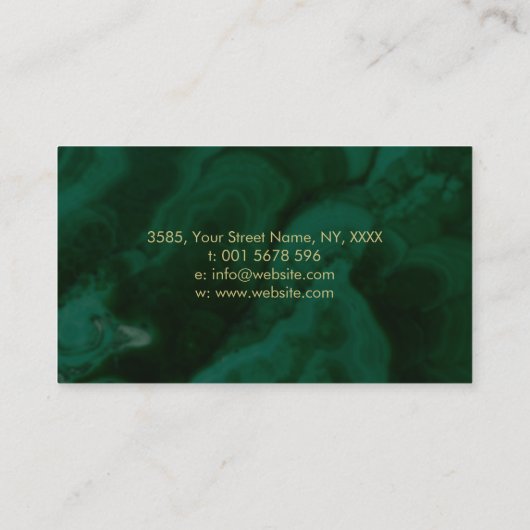 Levensboom - oneindigheid op Malachite Visitekaartje (Achterkant)