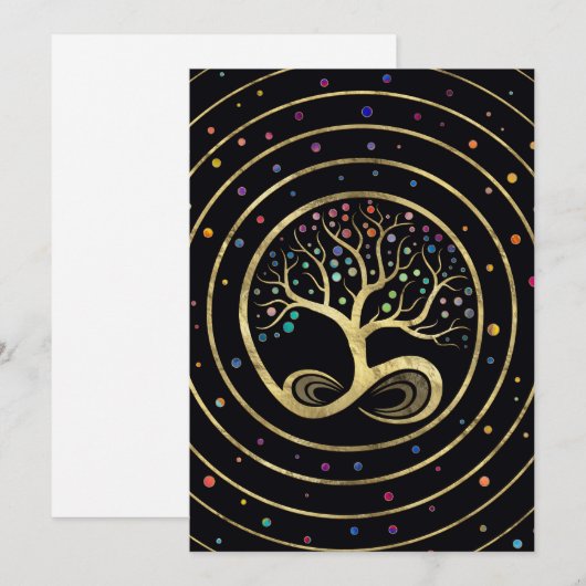 Levensboom - oneindigheid spiraal feestdagenkaart (Voorkant / Achterkant)