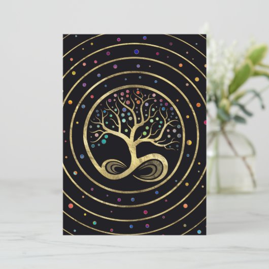 Levensboom - oneindigheid spiraal feestdagenkaart (Staand voorkant)