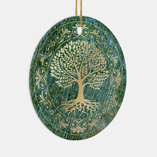 Levensboom op de achtergrond van de groene mozaïek keramisch ornament (Rechts)