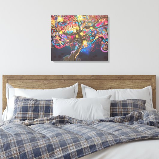 Levensboom op Poster van de Night Tapestry Canvas Afdruk (Insitu (Slaapkamer))