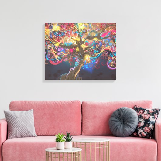 Levensboom op Poster van de Night Tapestry Canvas Afdruk (Insitu (Woonkamer))
