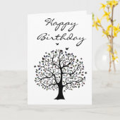 Levensboom op verjaardag kaart (Gele Bloem)