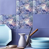 Levensboom Paarse Blauwe Lavendel Waterverf Tegeltje