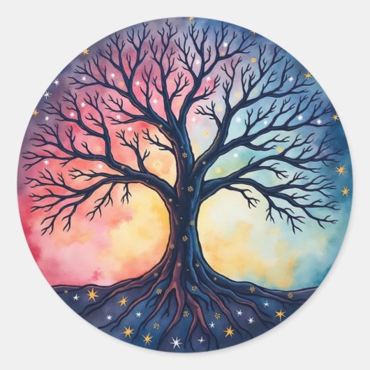 Levensboom patch ronde sticker (Voorkant)