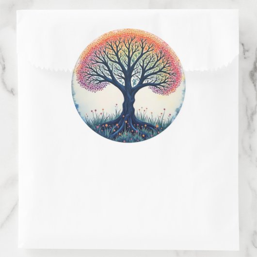 Levensboom patch ronde sticker (Tas)