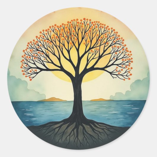 Levensboom patch ronde sticker (Voorkant)