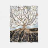 Levensboom - Pearl, Gold en zwarte marmer Fleece Deken (Voorkant)