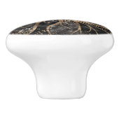 Levensboom - Pearl, Gold en zwarte marmer Keramische Knop (Zijkant)