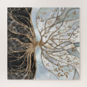 Levensboom - Pearl, Gold en zwarte marmer Legpuzzel (Horizontaal)