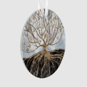 Levensboom - Pearl, Gold en zwarte marmer Ornament (voorkant)