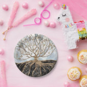 Levensboom - Pearl, Gold en zwarte marmer Papieren Bordje (Feest)