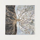 Levensboom - Pearl, Gold en zwarte marmer Wandkleed (Voorkant (horizontaal))