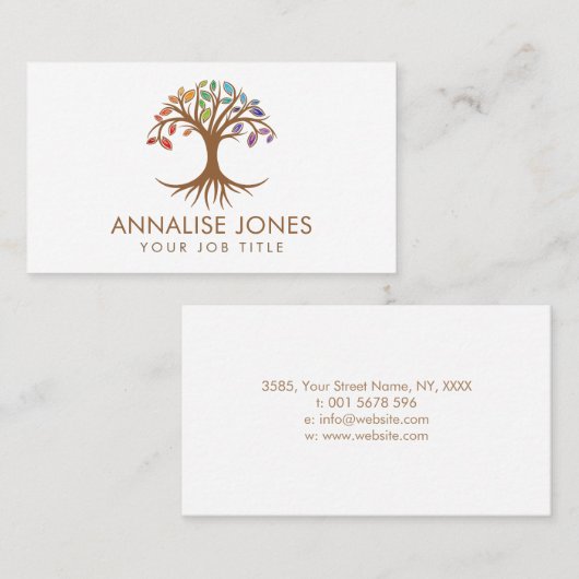 Levensboom - Regenboogblad Chakra Visitekaartje (Voorkant / Achterkant)