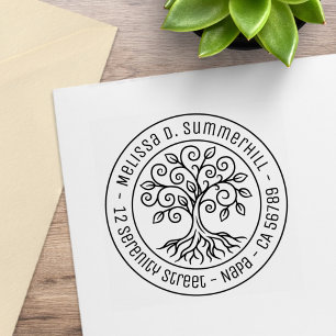 Levensboom Rond Adres V2 Rubberstempel