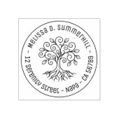 Levensboom Ronde Adres Rubberstempel (Afrduk)