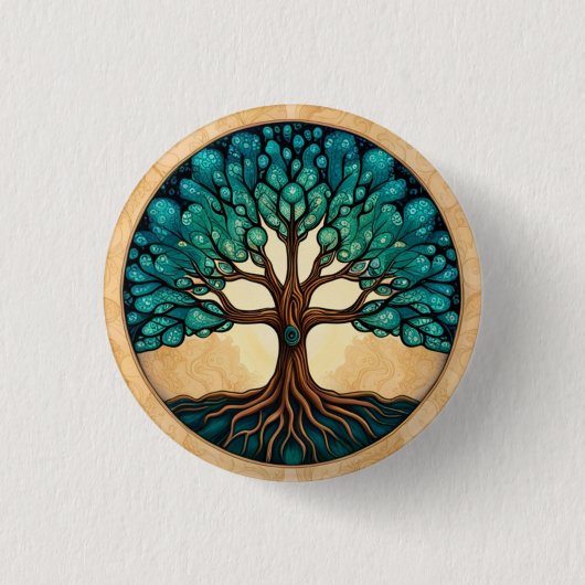 Levensboom Ronde Button 3,2 Cm (Voorkant)