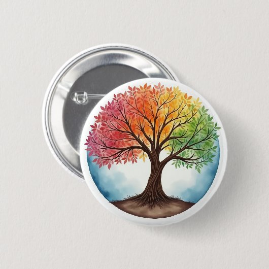 Levensboom Ronde Button 5,7 Cm (Voorkant /achterkant)