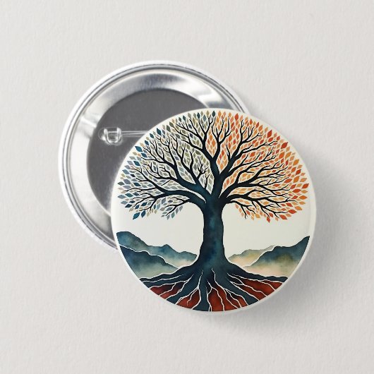 Levensboom Ronde Button 5,7 Cm (Voorkant /achterkant)