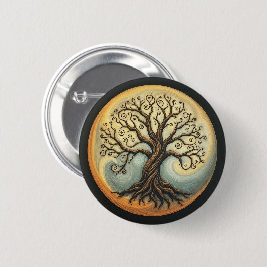 Levensboom Ronde Button 5,7 Cm (Voorkant /achterkant)