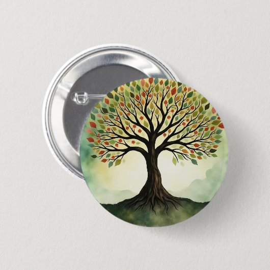 Levensboom Ronde Button 5,7 Cm (Voorkant /achterkant)