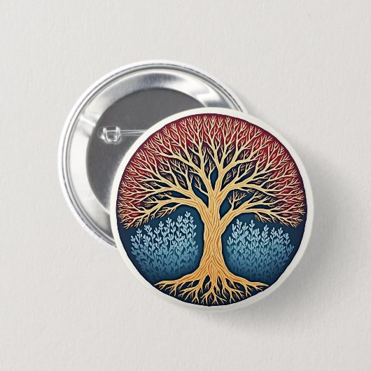 Levensboom Ronde Button 5,7 Cm (Voorkant /achterkant)