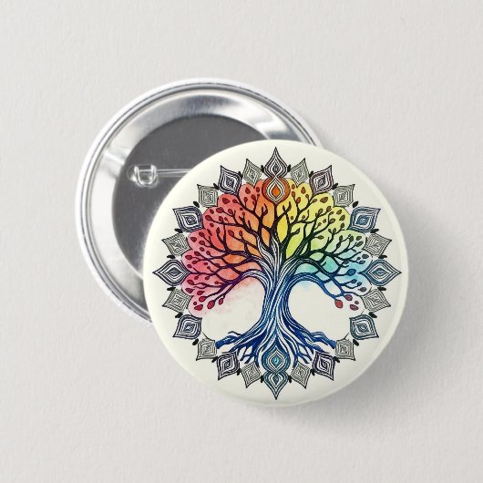 Levensboom Ronde Button 5,7 Cm (Voorkant /achterkant)