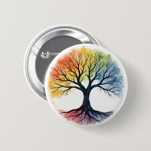 Levensboom Ronde Button 5,7 Cm (Voorkant /achterkant)