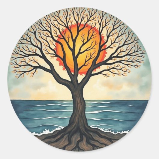 Levensboom Ronde Sticker (Voorkant)