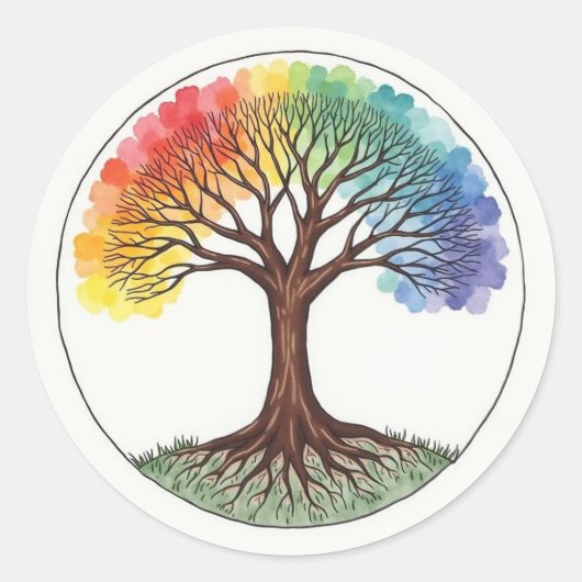 Levensboom Ronde Sticker (Voorkant)