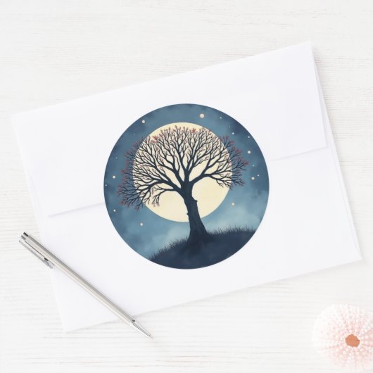 Levensboom Ronde Sticker (Envelop)