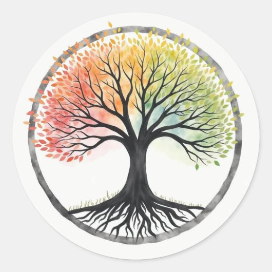 Levensboom Ronde Sticker (Voorkant)