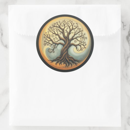 Levensboom Ronde Sticker (Tas)