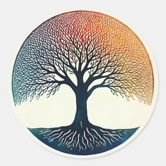 Levensboom Ronde Sticker (Voorkant)
