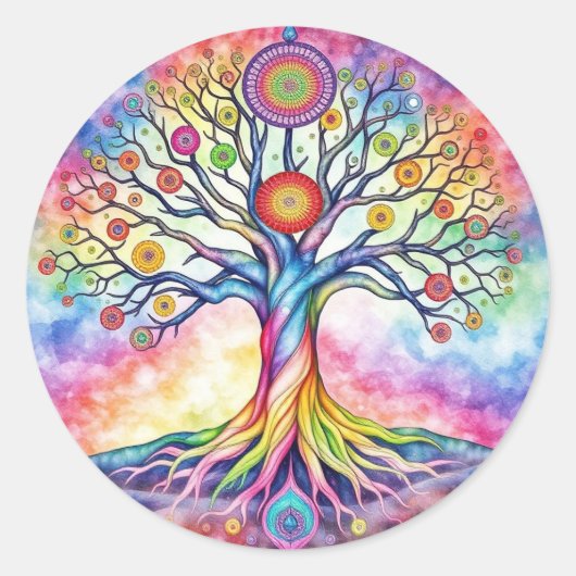 Levensboom Ronde Sticker (Voorkant)